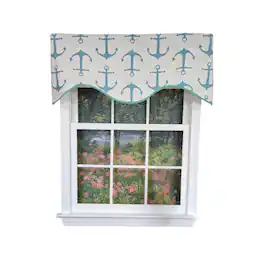 RLF Home - Anchors Cornice Window Valance 100% Cotton Lined Rod Pocket 50" x 17" - Green