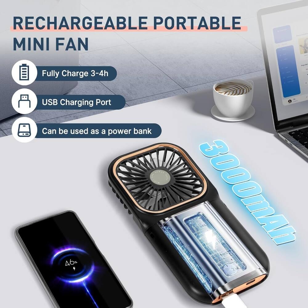 RECHARGEABLE PORTABLE MINI FAN

- Fully Charge 3-4h
- USB Charging Port
- Can be used as a power bank

46% PBUNE a 3000mAh