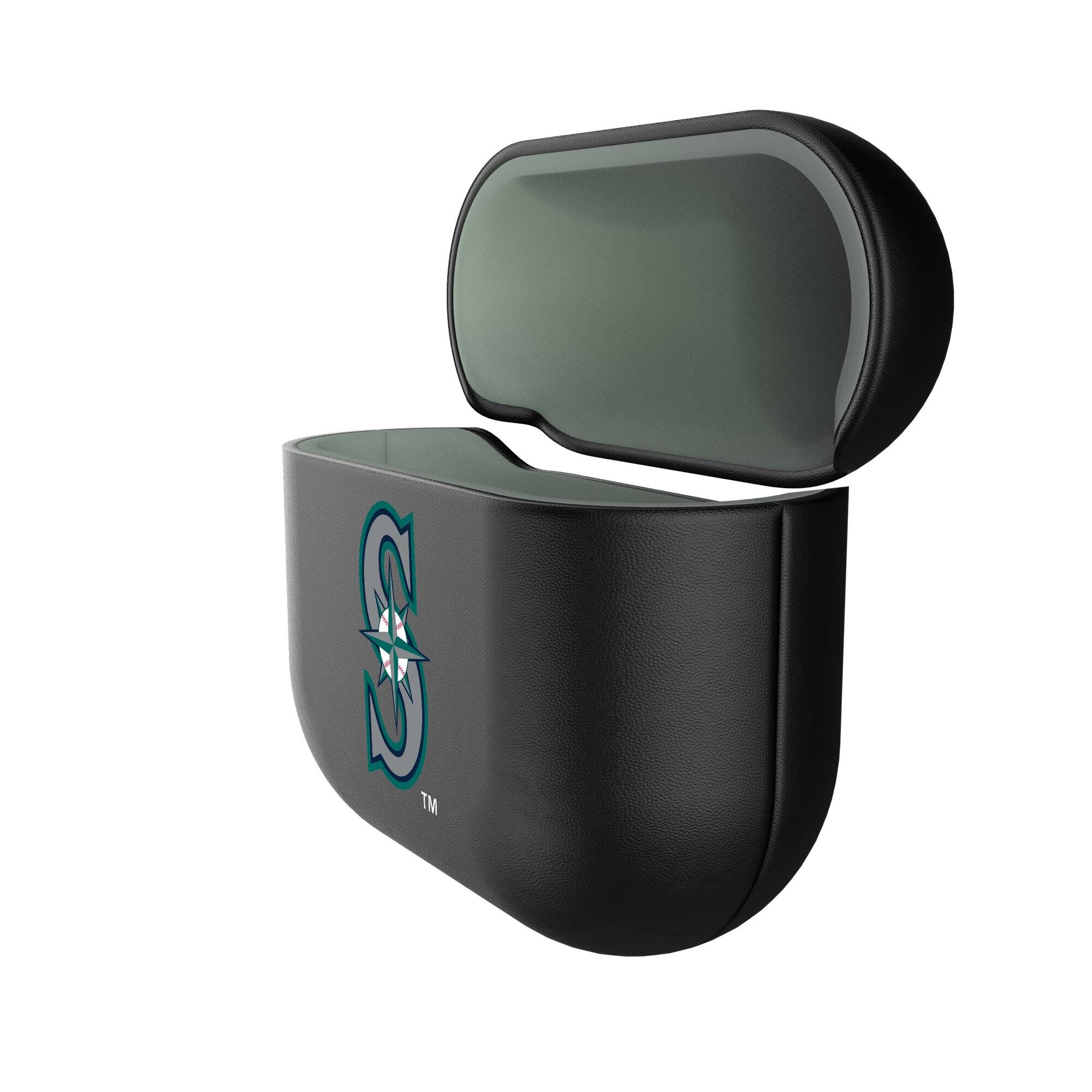 Alt View 1. Keyscaper - Seattle Mariners Seattle Mariners Insignia AirPods 4th Generation Case Cover - No Size - Black.