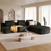 Front. Pinmoco - PINMOCO Modular Sectional Sofa, Sleeper Sofa Bed with 3 Pillows, Boneless Couch with Side Pockets - Right Chaise Black.