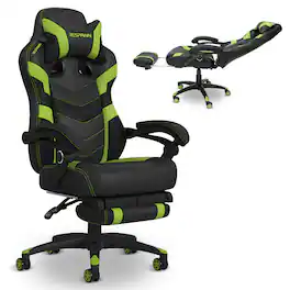 Respawn Products - RESPAWN 110 Pro - Ergonomic Gaming Chair with Footrest, Office Recliner with Lumbar Support and Headrest - Green