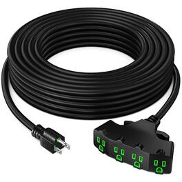 Maximm - 12/3 Extension Cord 25 Feet, 12AWG, ETL Listed, 3 Prong Plug 4-Outlet SJTW Heavy Duty Indoor - Black