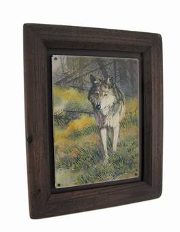 Zeckos - Big Sky Carvers Grey Wolf Wood Frame Wall Art - Gray