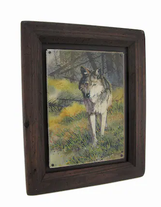 Front. Zeckos - Big Sky Carvers Grey Wolf Wood Frame Wall Art - Gray.