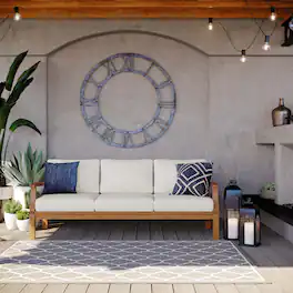 Marina Outdoor Patio Teak Sofa by Modway - Natural White