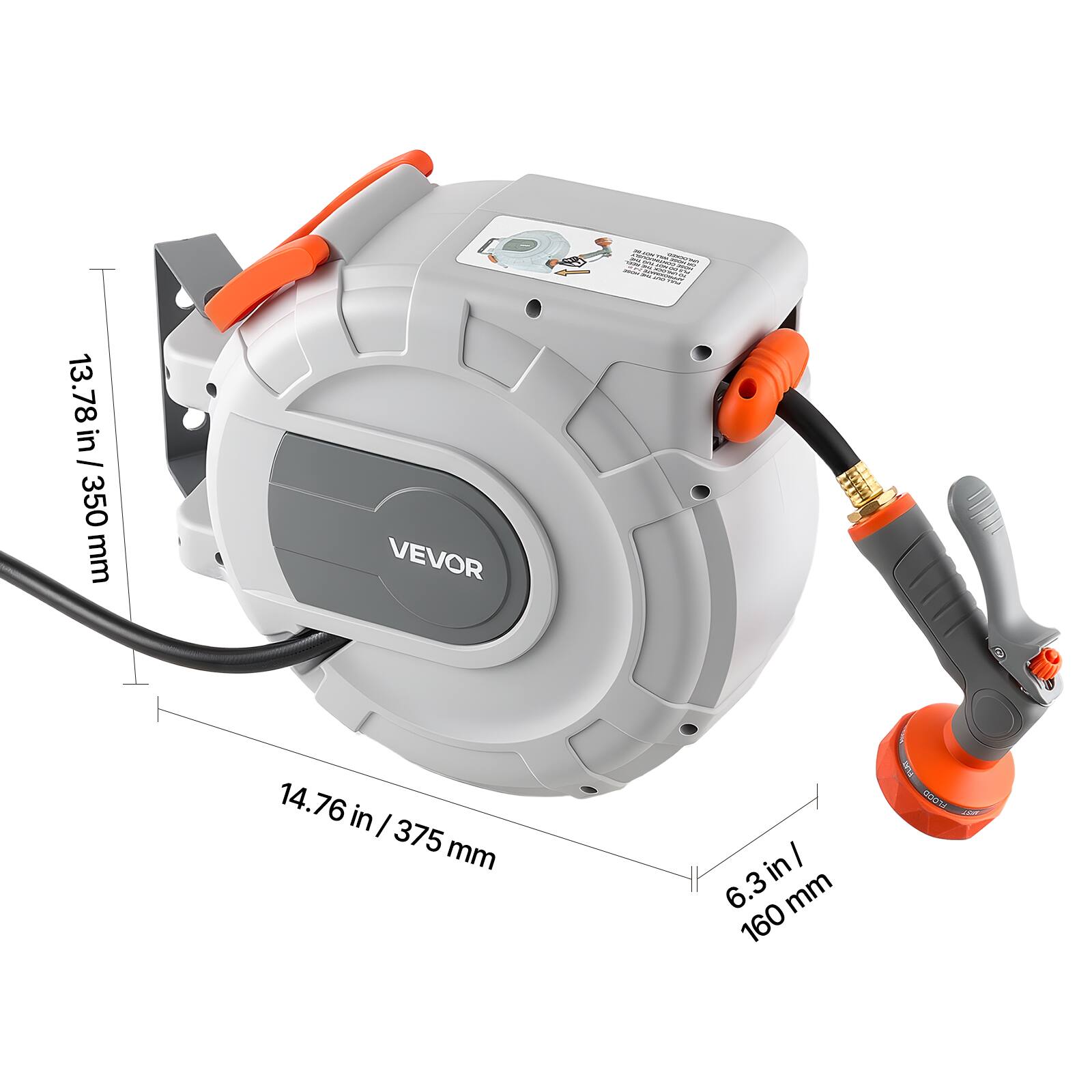 13.78 in / 350 mm  
14.76 in / 375 mm  
6.3 in / 160 mm