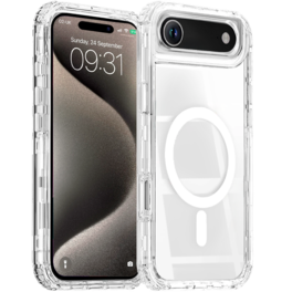 Entronix - Magnetic Case for iPhone 17 Air - Heavy Duty Triple-Layer Protection - Clear