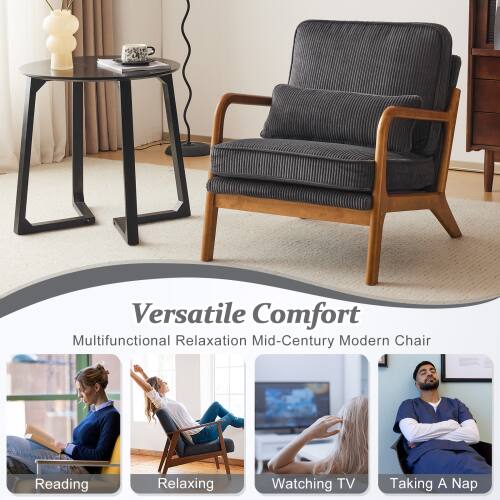 Versatile Comfort  
Multifunctional Relaxation Mid-Century Modern Chair  

Reading  
Relaxing  
Watching TV  
Taking A Nap