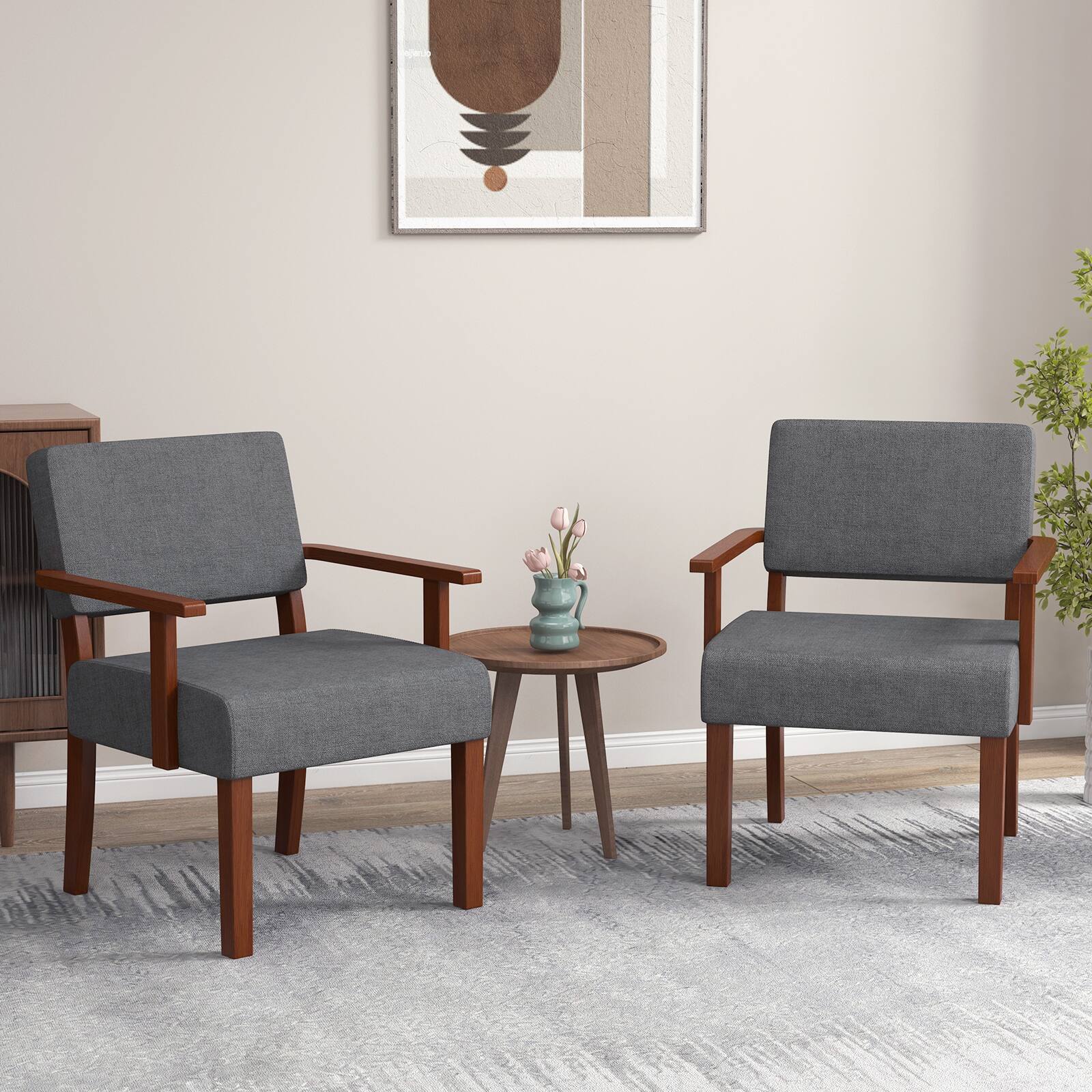 Alt View 8. Ecooso - Linen Accent Chair with Soft Cushioned Seat and Backrest, Ideal for Living Room - Gray.