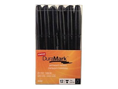 STAPLES DuraMark permanent markers  
marqueurs indélébiles  
12 fine  
pointe ronde  
12 pièces