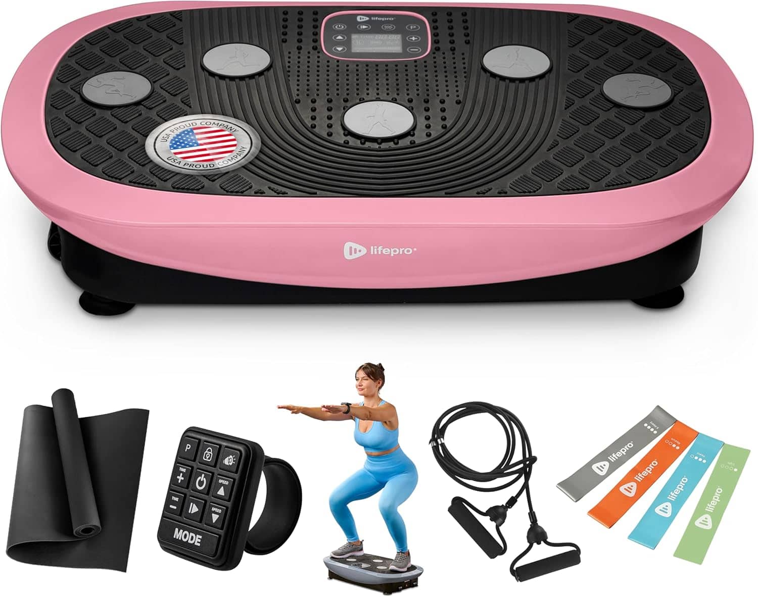 LifePro - Rumblex Plus 4D Vibration Plate Machine for Full Body Workout and Recovery - Pink