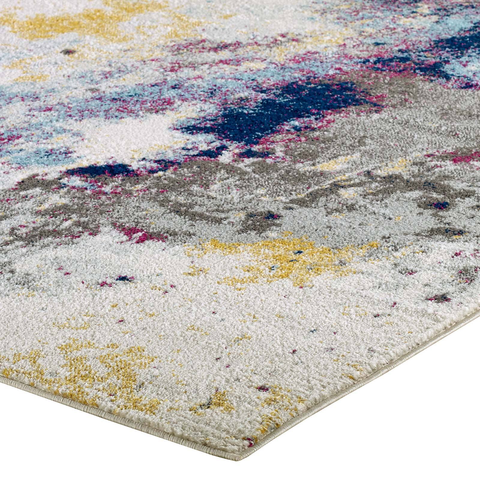 Alt View 3. Modway - Entourage Adeline Contemporary Modern Abstract Area Rug - Blue Gray Yellow Ivory Pink.