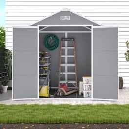 Anysun - 6x5ft Heavy-Duty Resin Waterproof & UV-Proof Storage Shed with Lockable Door, Window & Ventilation - Gray