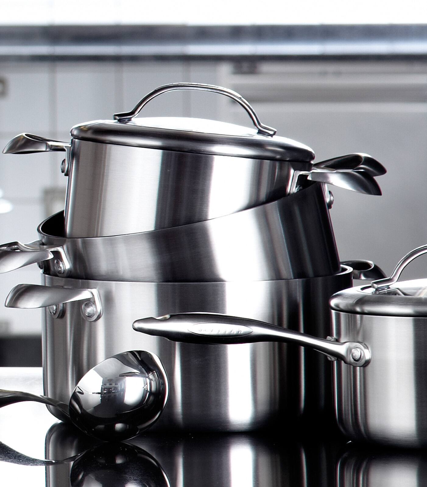 Alt View 3. Scanpan - CTX 10-Piece Deluxe Cookware Set, Stainless Steel - Silver.