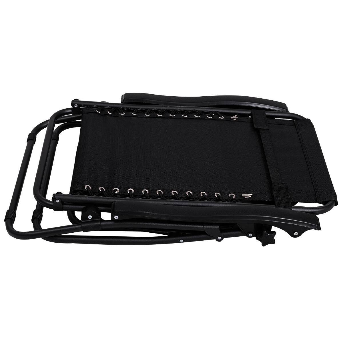 Alt View 2. Gymax - Gymax 3PC Zero Gravity Reclining Lounge Chairs Table Pillows Folding Portable Black - Black.