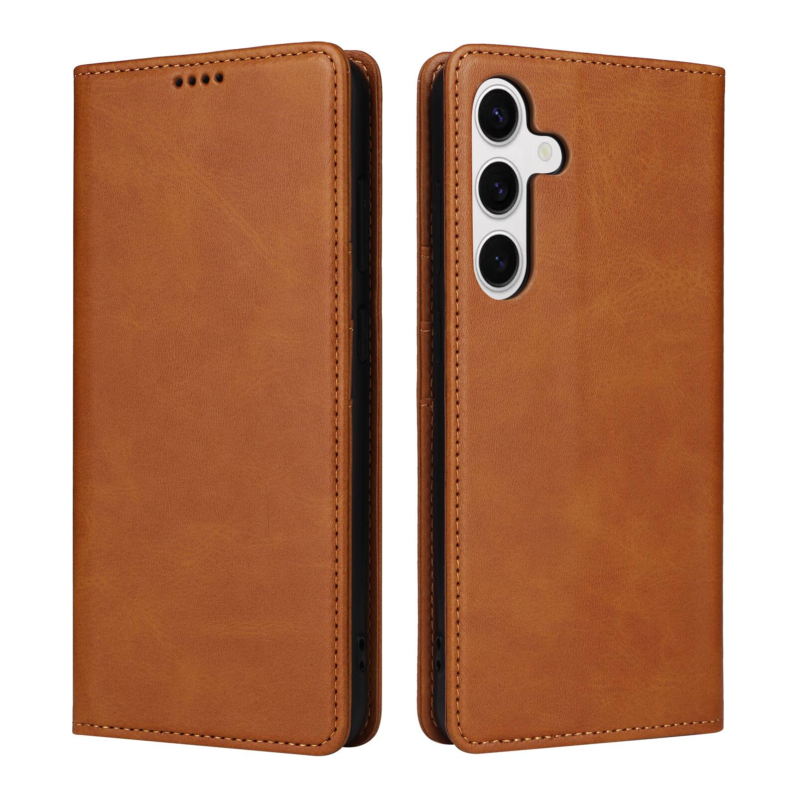 Alt View 2. Dteck - Case for Samsung Galaxy S25+,Wallet Case with Card Holder for Women Men,Shockproof PU Leather Flip Kickstand Cover - Brown.