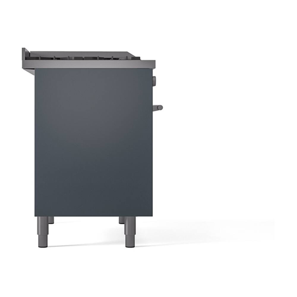 Alt View 6. ILVE - ILVE Professional Plus II Series 40 in. Dual Fuel Range with 6 Sealed Burners + Griddle (Liquid Propane, Satin Trim) - Blue Grey.