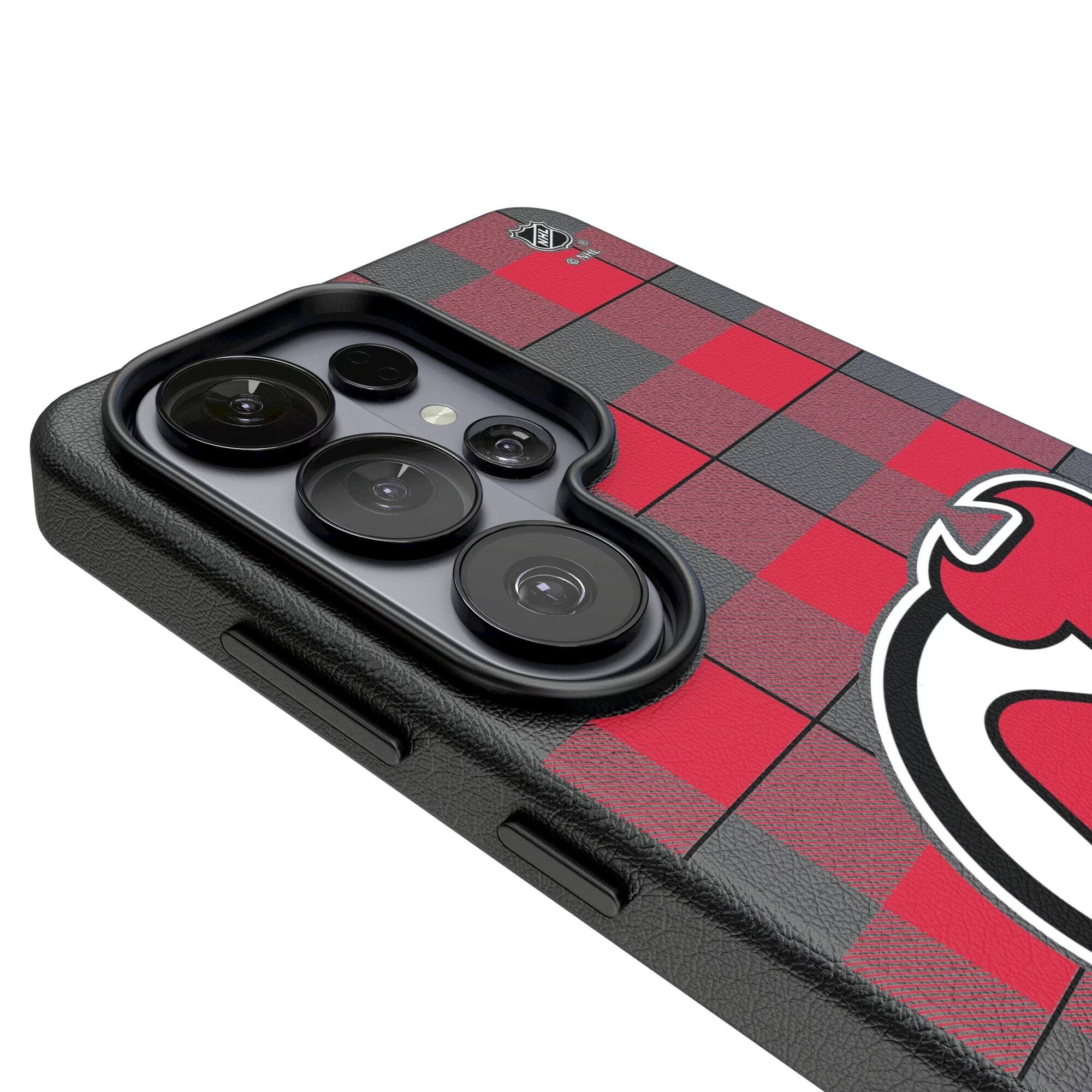 Alt View 2. Keyscaper - New Jersey Devils Plaid Galaxy Magnetic Bump Case - S25 - Black.