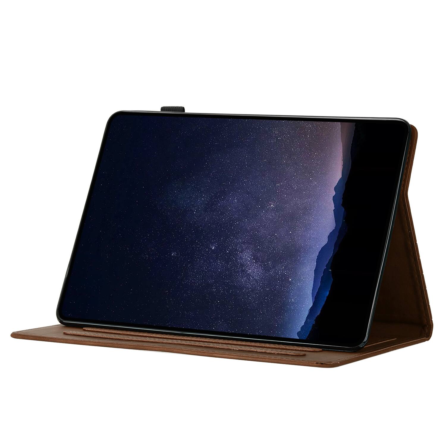Alt View 4. Dteck - Embossed Folio Case for Samsung Galaxy Tab A9+/A9 Plus 2023 with Auto Sleep/Wake,Faux Leather Card Slots Stand Cover - Brown.
