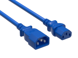 Cable Leader - Power Extension Cord, IEC C13 to C14 Fully Molded, 18 AWG 10A 250V for PDU, UPS, Monitor, Desktop PC - Blue