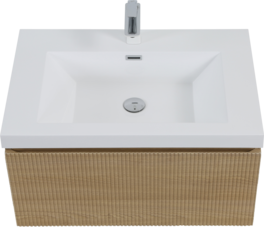 Boyel Living - 30In Floating Bathroom Vanity Single Sink Stone Resin Countertop Soft Close Drawer - Oak