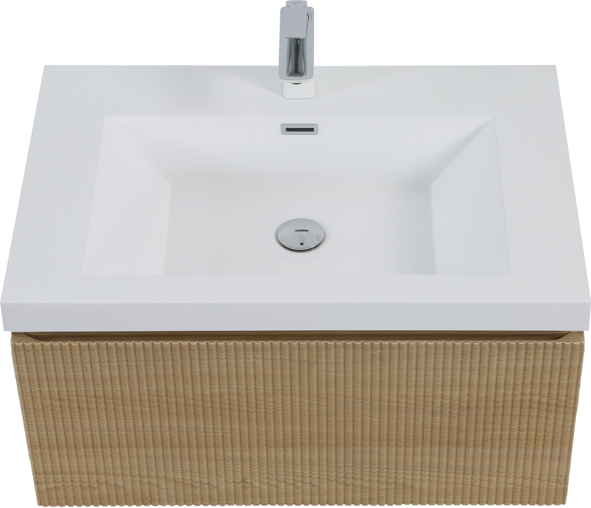 Front. Boyel Living - 30In Floating Bathroom Vanity Single Sink Oak Stone Resin Countertop Soft Close Drawer - Oak.