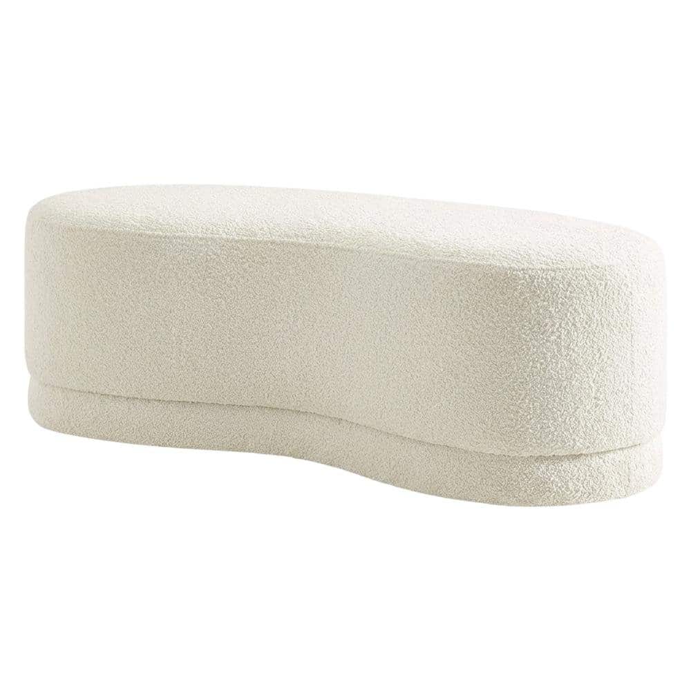 Outdoor Escape - Outdoor upholstered ottoman bench with plush top for patio seating - Beige