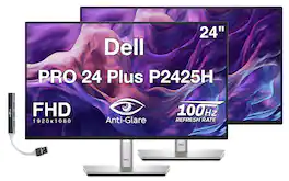Dell - PRO 24 Plus 24" FHD IPS Monitor, 5ms Response Time, Anti-Glare, Flicker Free, Displayport & DKZ Hub (P2425H) 2 Pack - Black/Silver