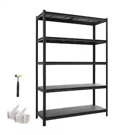 VEVOR - Storage Shelves, 5-Tier Adjustable, 2500 lbs Capacity, Heavy Duty Garage Storage Shelving Unit, Metal Utility Rack Shelf - Black