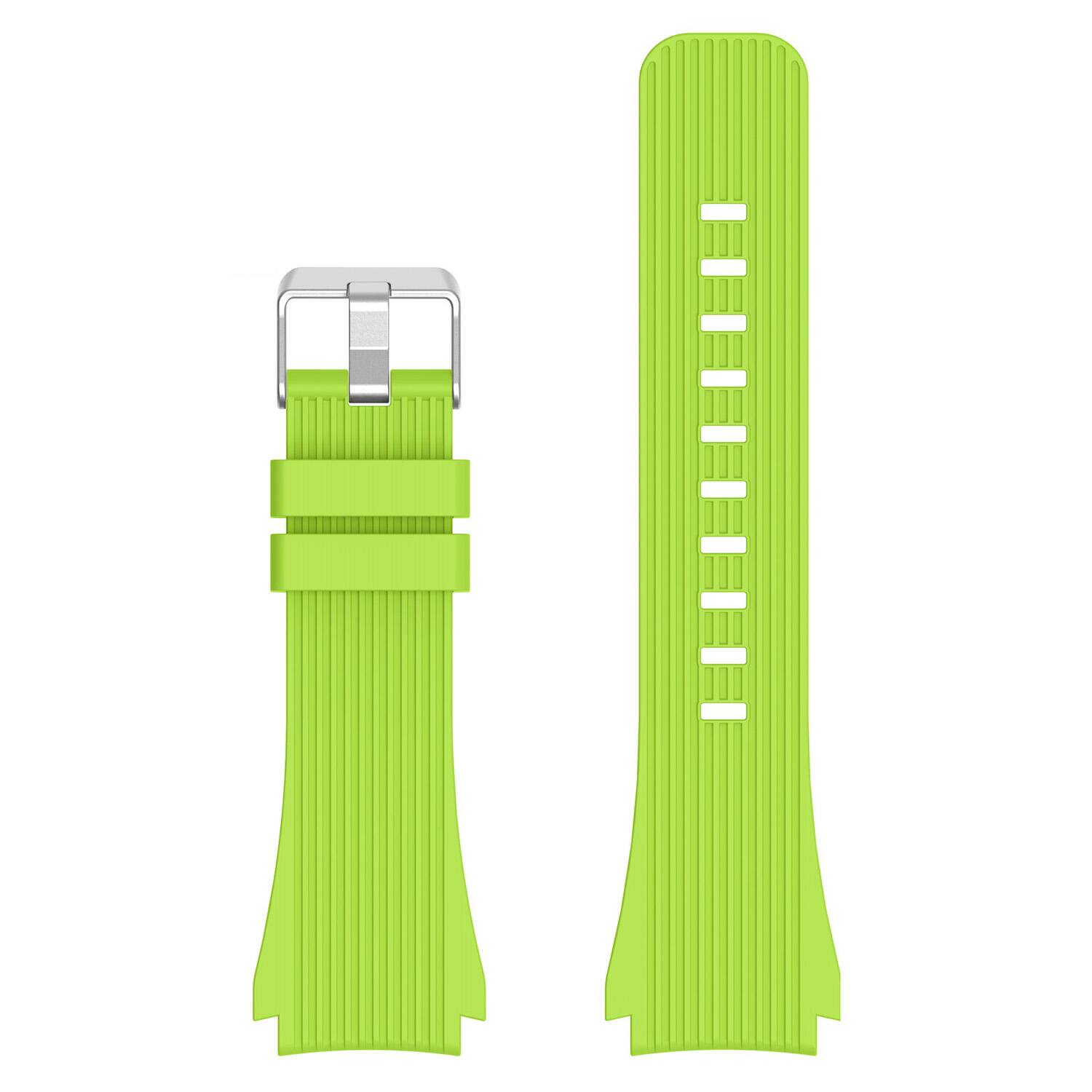 Left. StrapsCo - Active Band Silicone Rubber Watch Strap For Samsung Gear S3 - Green.