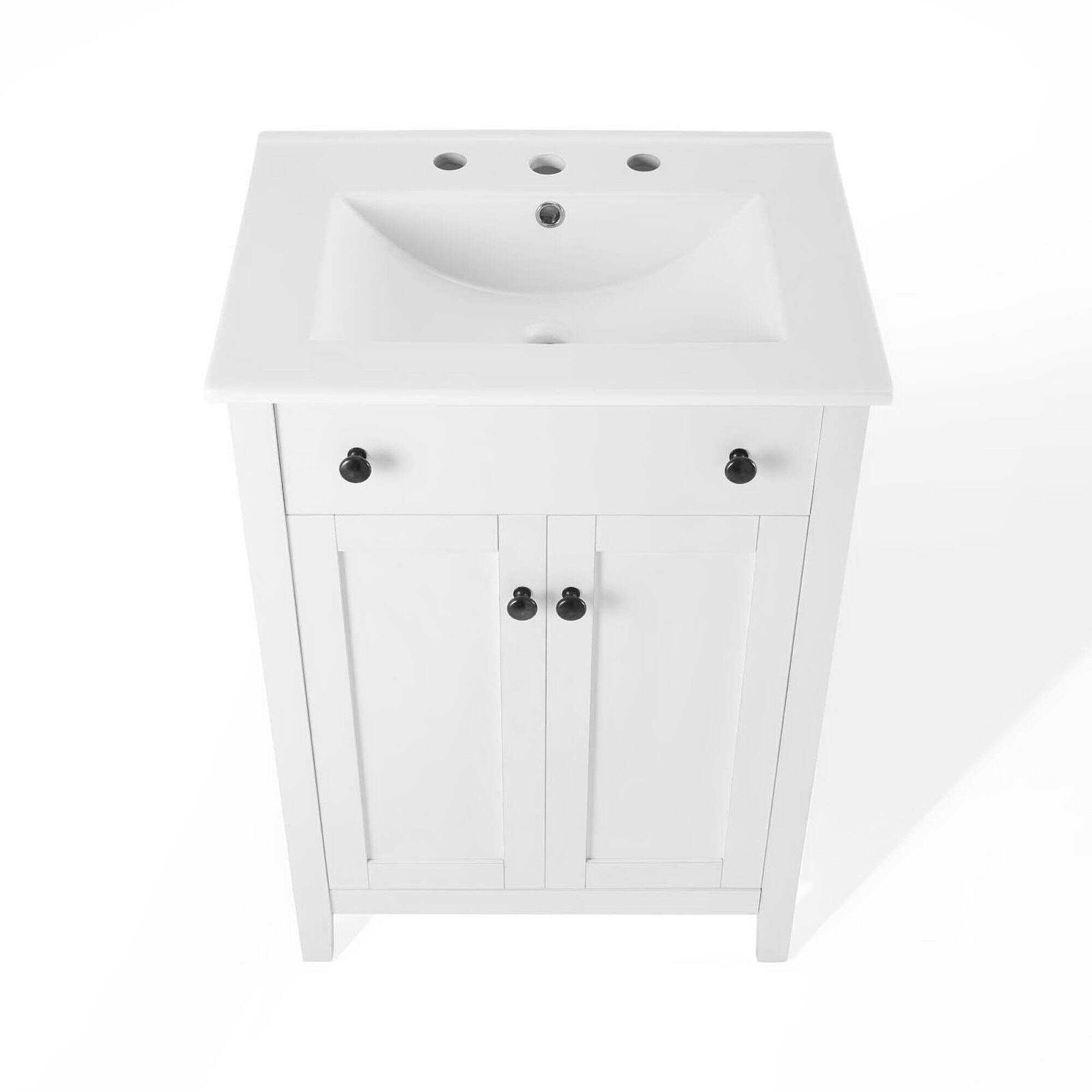 Alt View 5. Modway - Nantucket Bathroom Vanity Basin Included - White White.