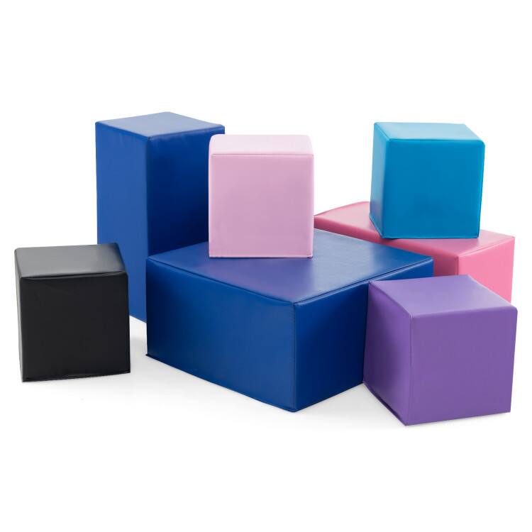 Front. SlickBlue - Large 7-Piece Foam Blocks Set for Creative Play for Toddlers - Colorful.