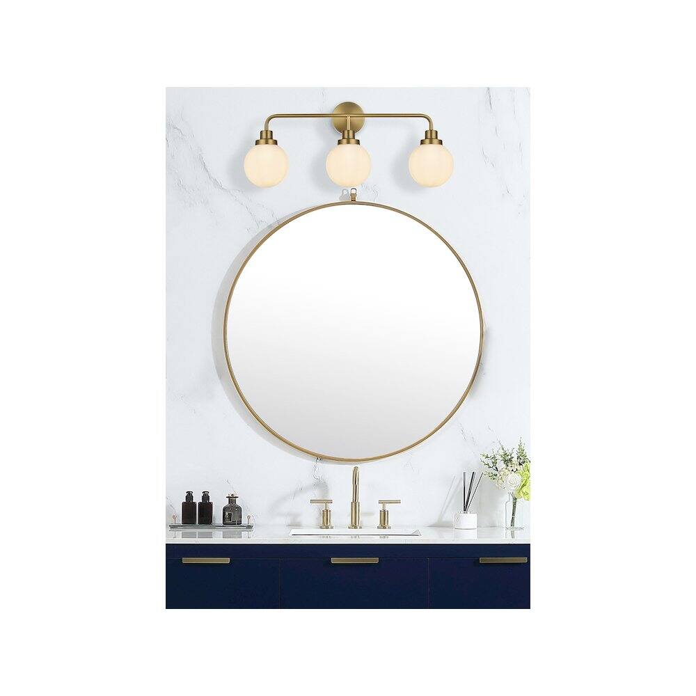 Alt View 4. Living District - Hanson 28 inch Wall Sconce in Satin Gold - Satin Gold And Opal White.