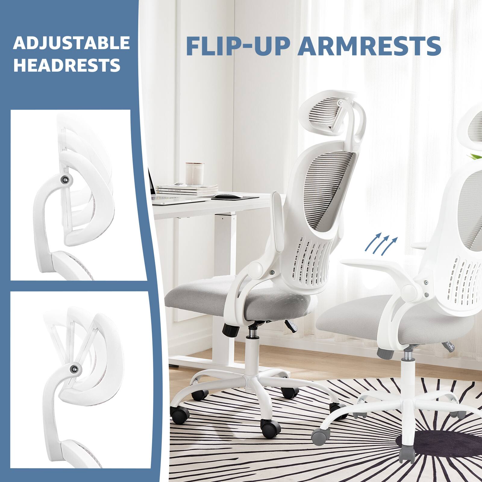 ADJUSTABLE HEADRESTS

FLIP-UP ARMRESTS