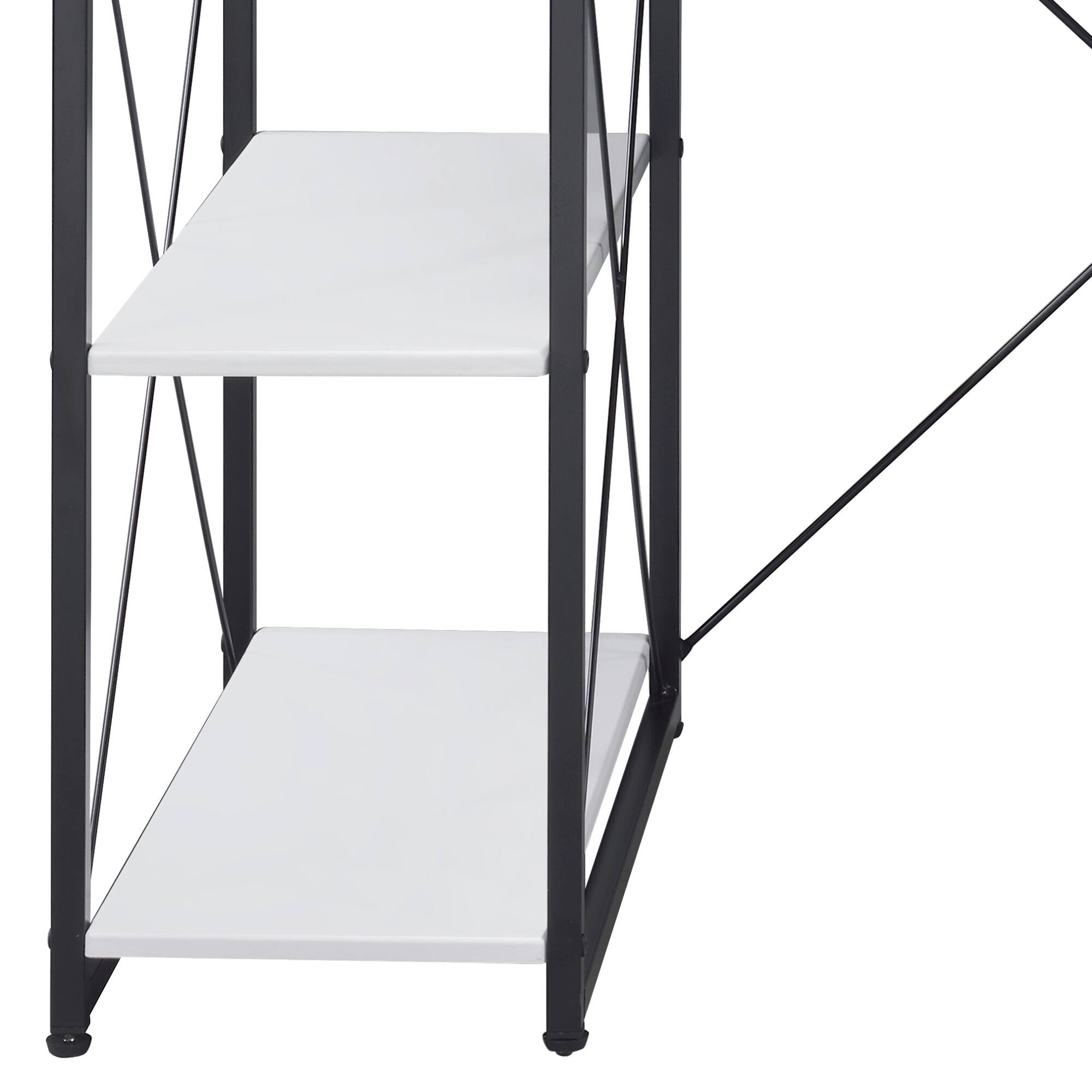 Alt View 4. GOODSILO - All-Purpose Writing Desk with Storage Drawer and Open Compartments for Home Office Use - White.