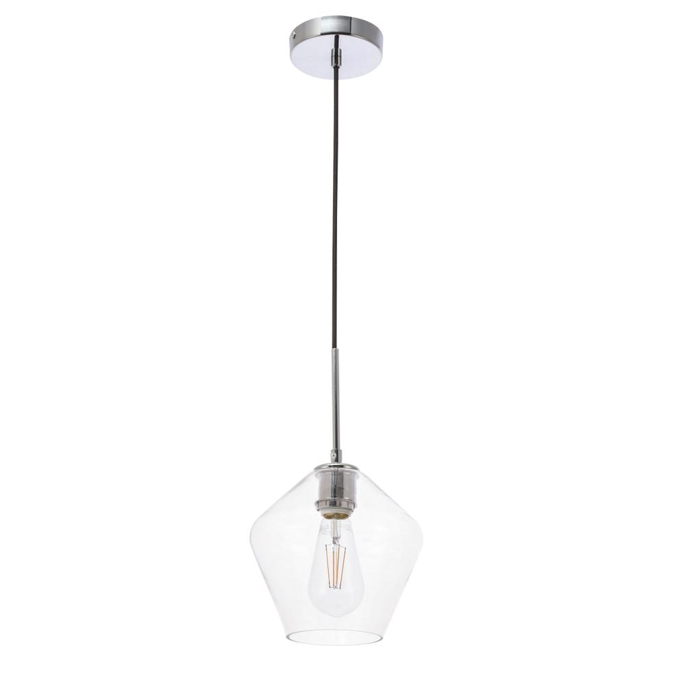 Alt View 1. Living District - Gene 1 light Chrome and Clear glass pendant - Chrome And Clear Glass.