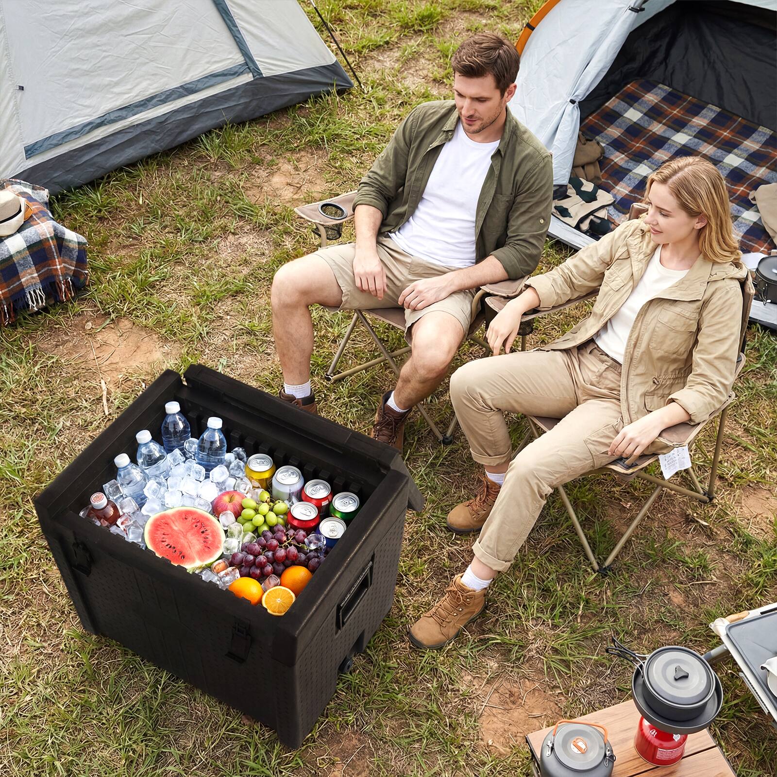 Alt View 3. Costway - Costway 2 Pcs Insulated Food Pan Carrier,Lightweight Front Loading Food Warmer Cooler 91QT - Black.