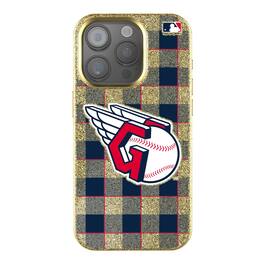Keyscaper - MLB - Cleveland Guardians Plaid Bling iPhone Case - 15 - Gold