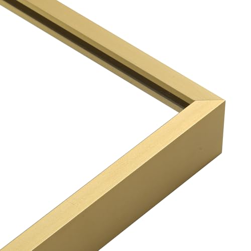 Comfort Essence - Bathroom Mirror Aluminum Frame Rectangle Anti-rust Tempered Glass Wall For Over Sink Vanity Bedroom Entry - Gold-24x32