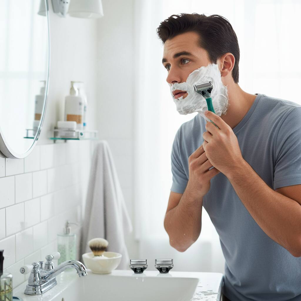 Alt View 1. Dazzed Corner - Original Shaving Kit for Men – Razor Handle - Green.