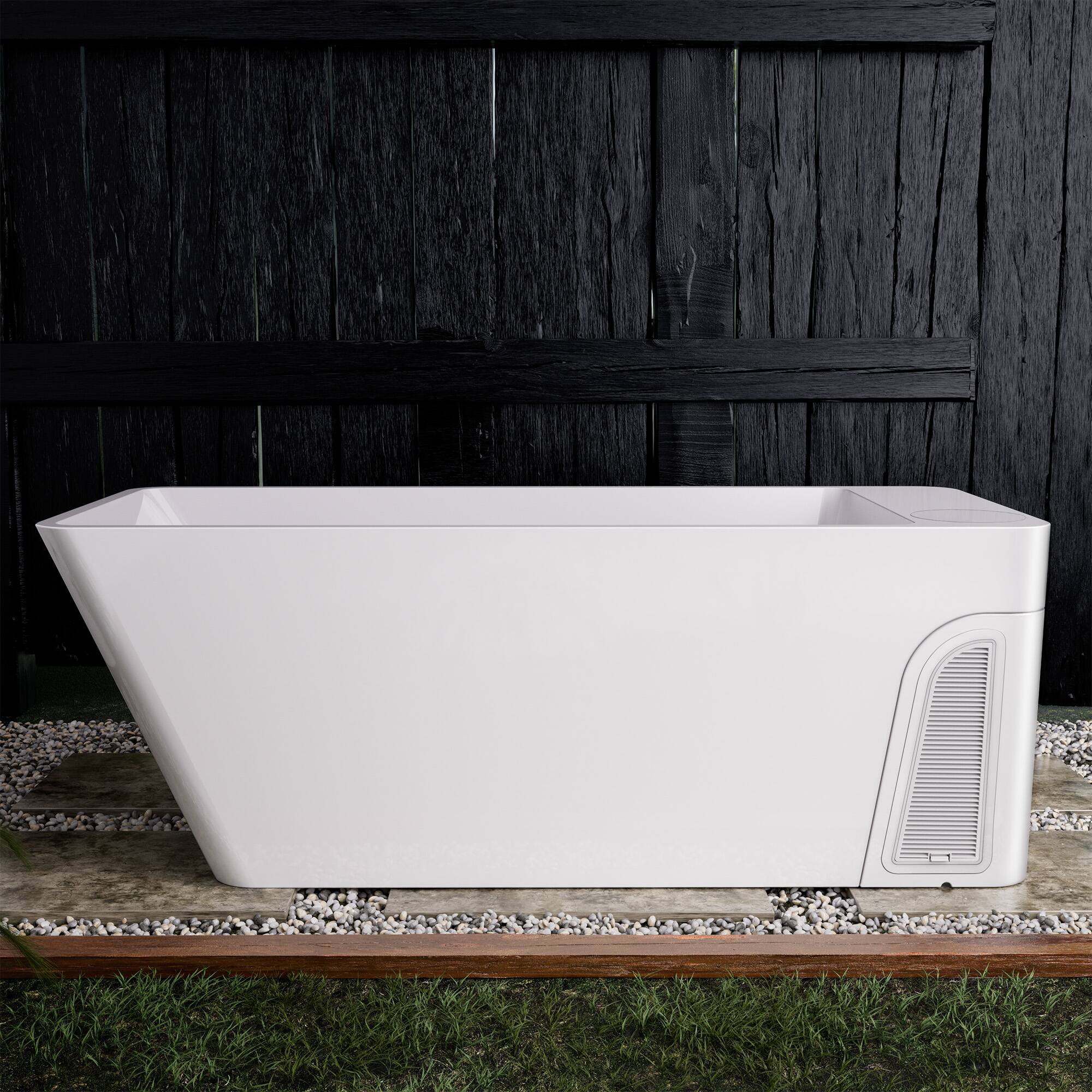 Front. Empava - All-in-one 77 in. x 31.5 in. Cold Plunge Bathtub 2 Jets Ice Bath Tub W/ Insulation Lid - Chiller - Heater in White - White.
