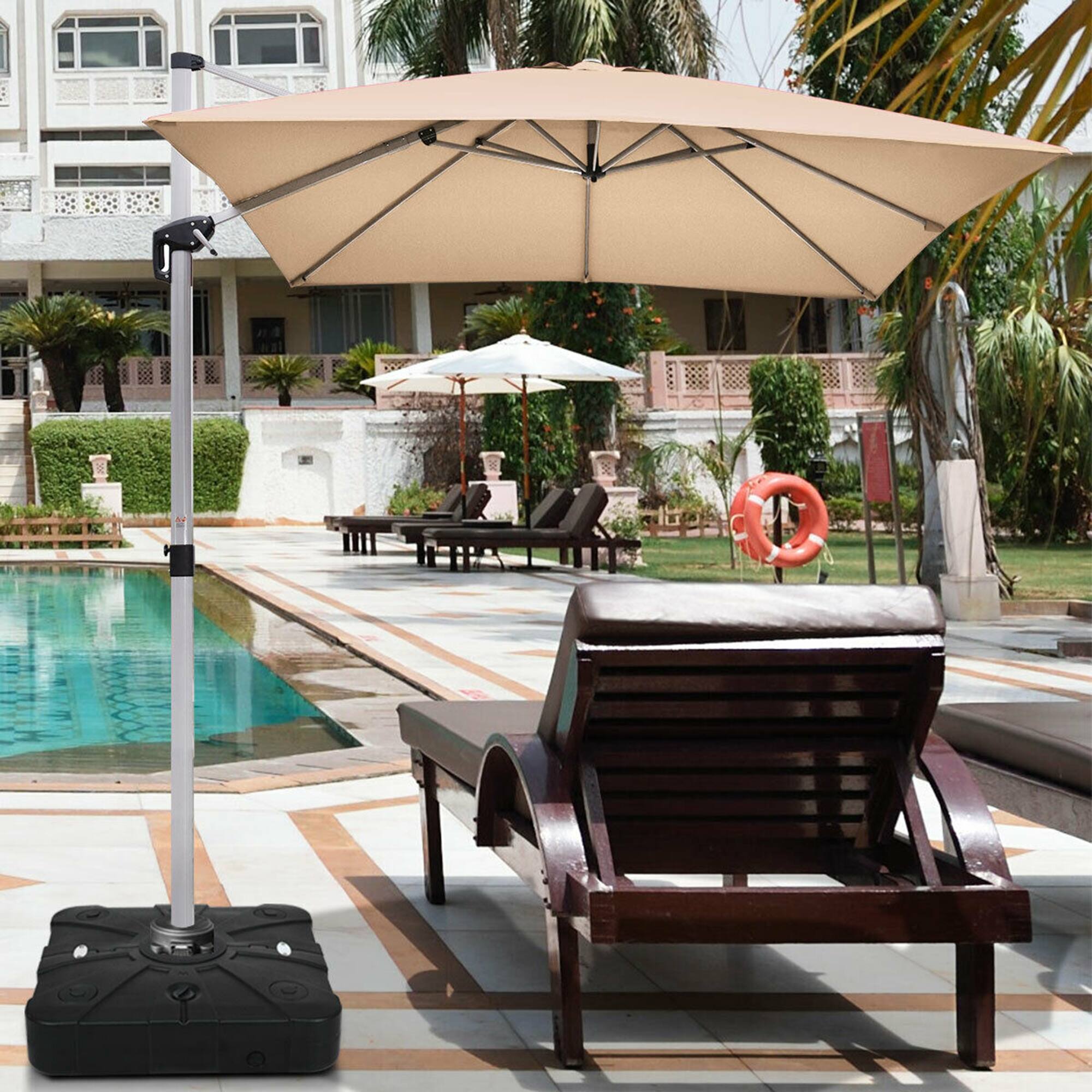 Alt View 4. Gymax - Gymax Patio Umbrella Stand Base Weight 4 Wheels W/Cross Base Black - Black.