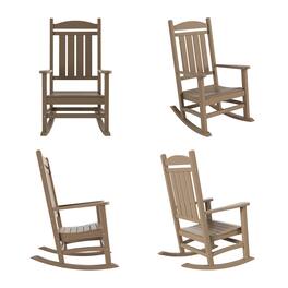 WestinTrends - Malibu Outdoor Patio Poly Classic Porch Rocking Chair (Set of 4) - Weathered Wood