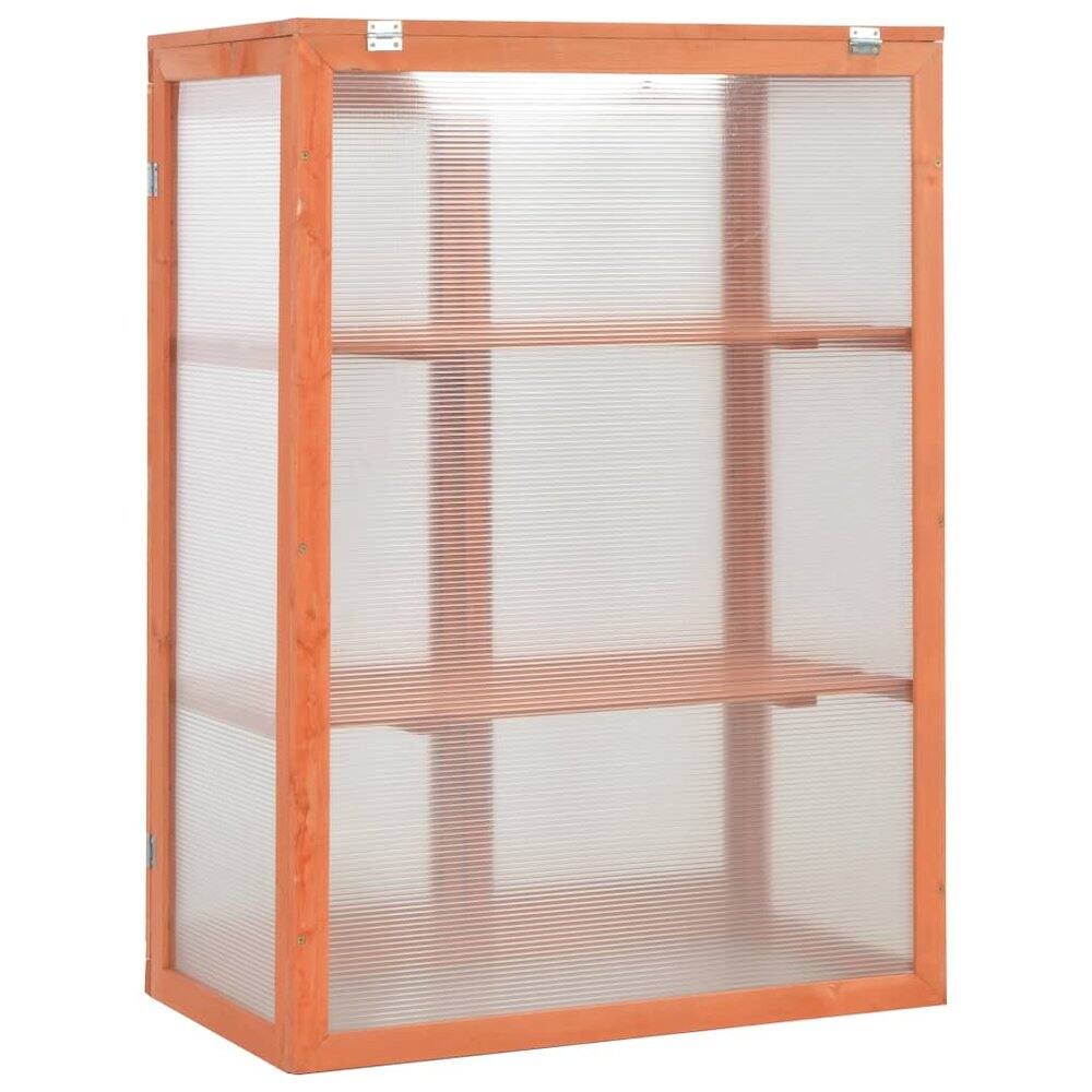 Alt View 4. vidaXL - vidaXL Greenhouse Wooden Wood and Polycarbonate board - Brown.