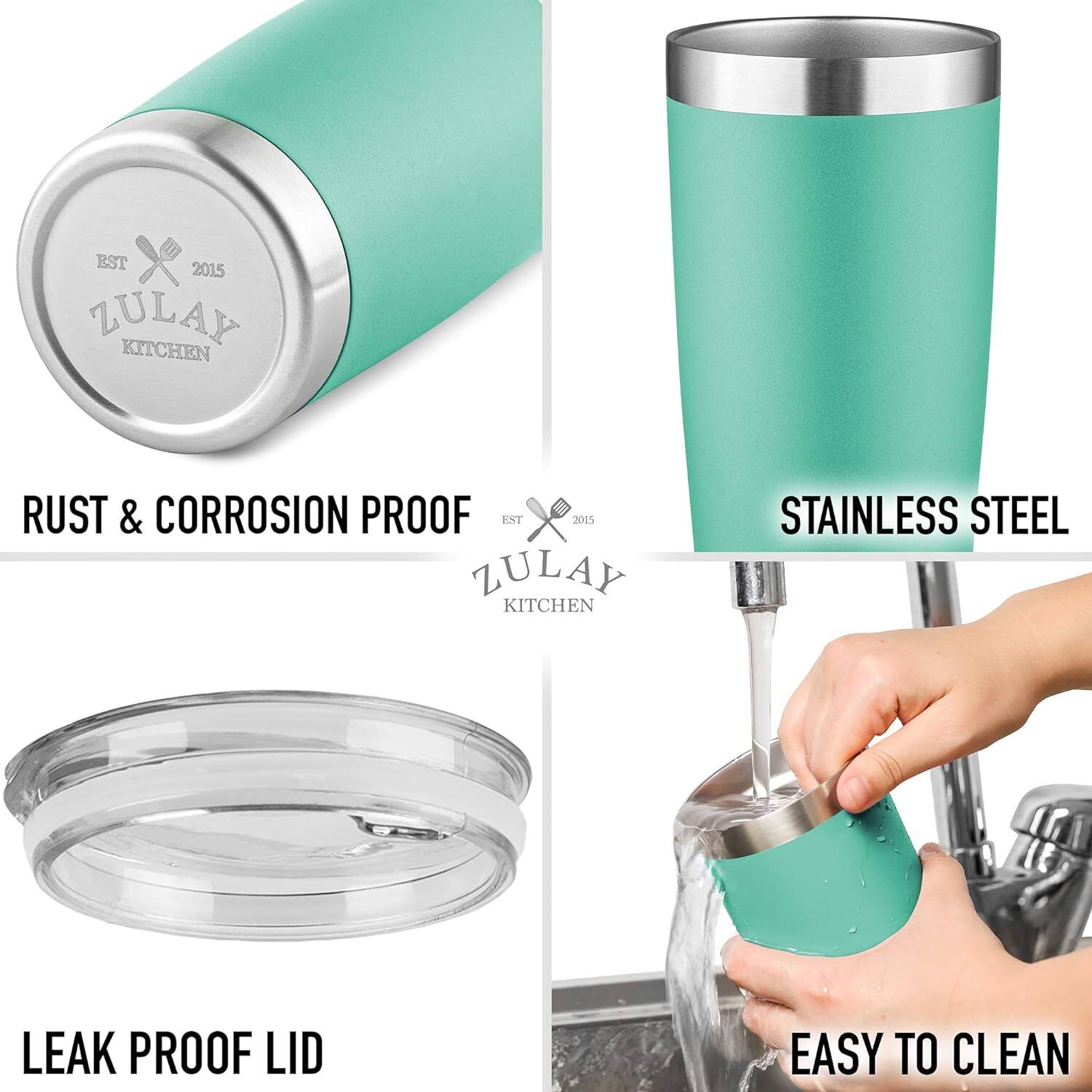 EST 2015 ZULAY KITCHEN

RUST & CORROSION PROOF

STAINLESS STEEL

LEAK PROOF LID

EASY TO CLEAN