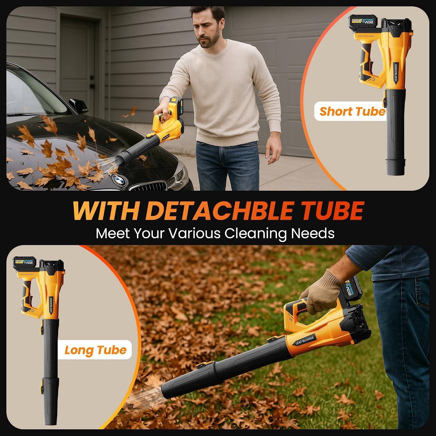 SONS  
LEAF BLOWER Short Tube  
WITH DETACHABLE TUBE Meet Your Various Cleaning Needs  
SON  
LEAF BLOWER  
Long Tube  
LEAFBLOWER  
2019