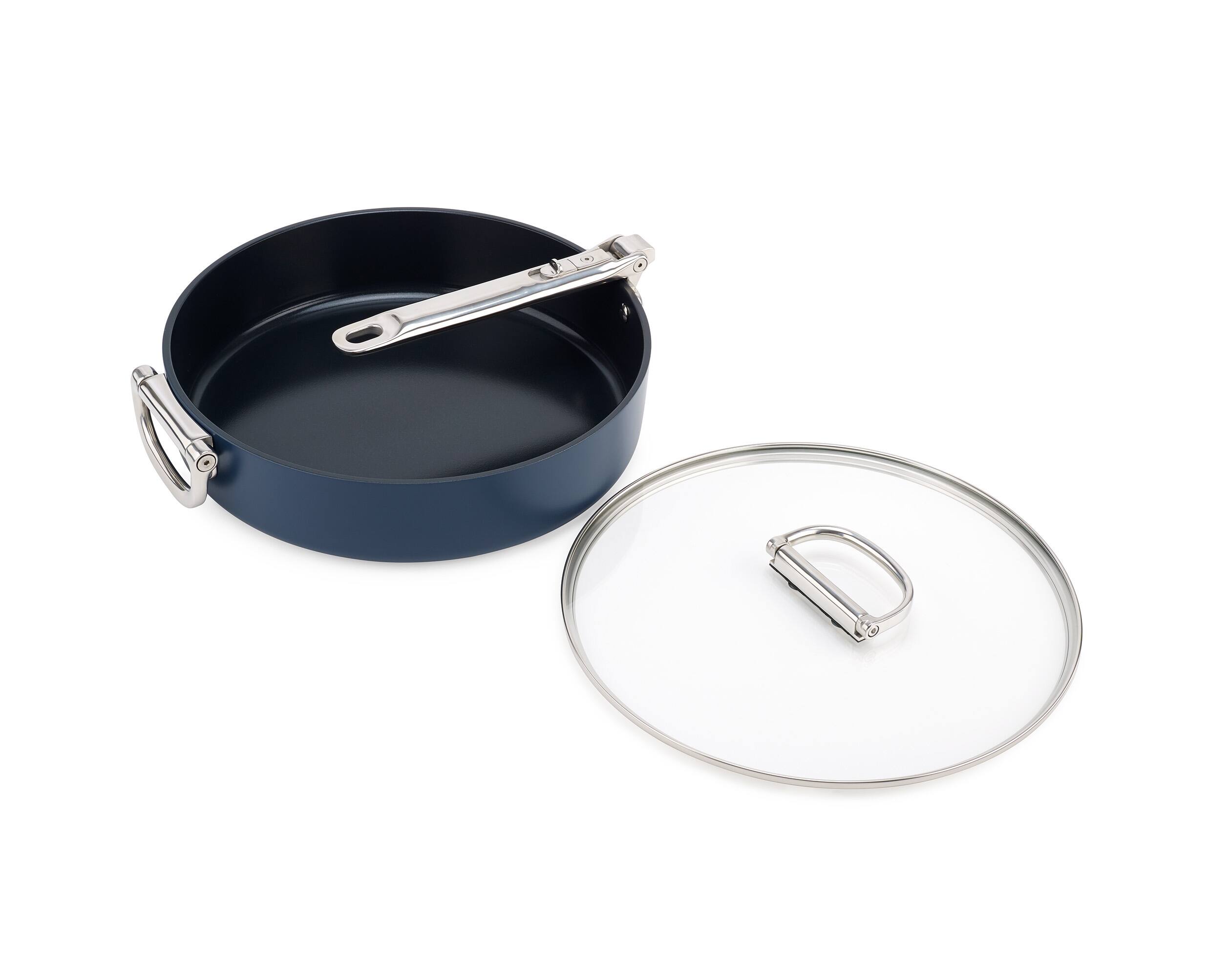Joseph Joseph - Space Ceramic Non-stick 3.8 Qt. Sauté Pan with Folding Handle and Lid - Blue