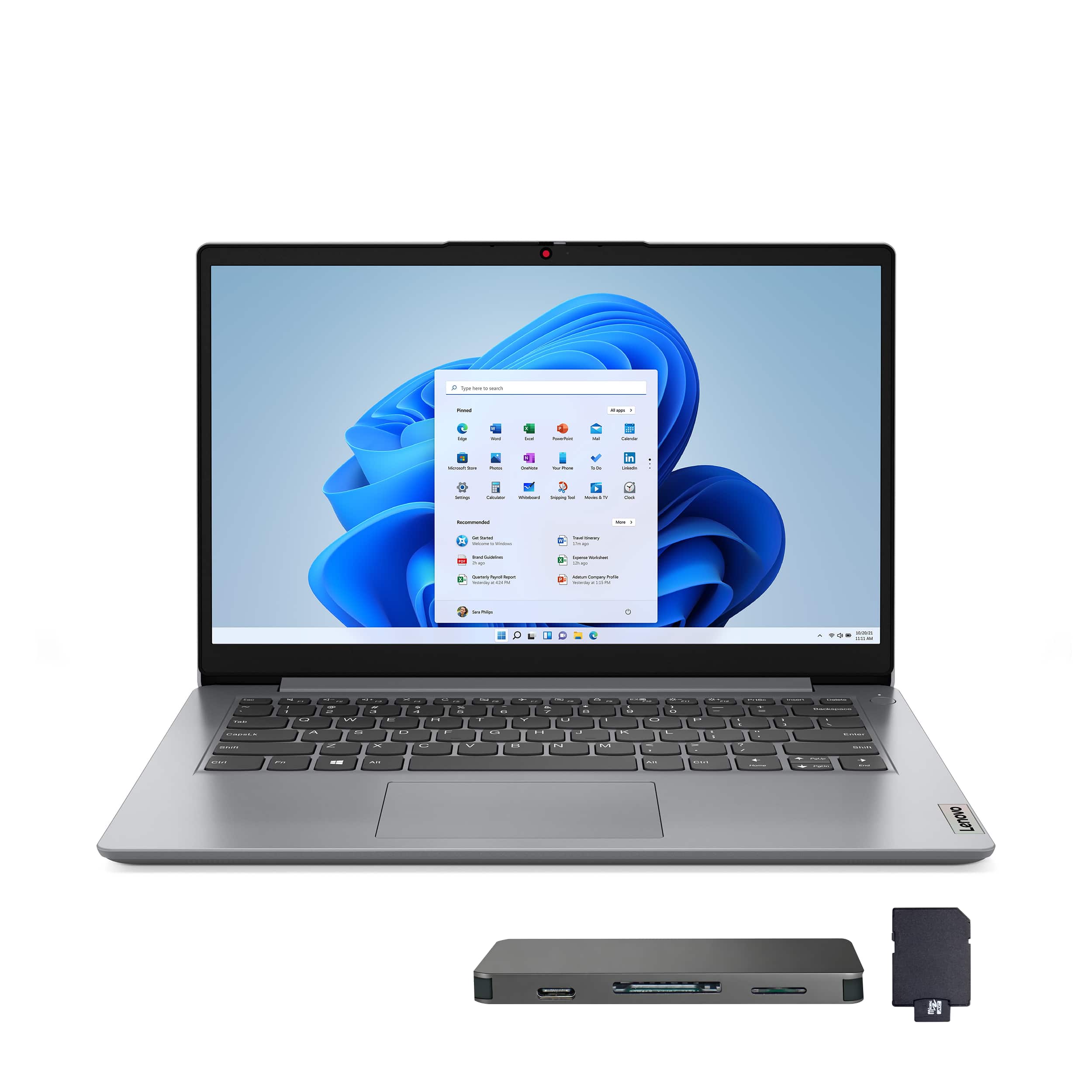 Lenovo - Ideapad 1i 14" HD Laptop,Intel Celeron N4500,4GB,128GB eMMC+1TB Dock Set,1 Year Office 365,Win 11 Pro - Gray