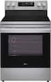 LG - 30-in Wide 6.3 Cu. Ft. Freestanding Electric Convection Smart Range with 4 Elements, Air Fry and WideView Window - Stainless Steel