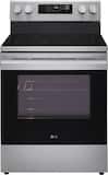 LG - 30-in Wide 6.3 Cu. Ft. Freestanding Electric Convection Smart Range with 4 Elements, Air Fry and WideView Window - Stainless Steel